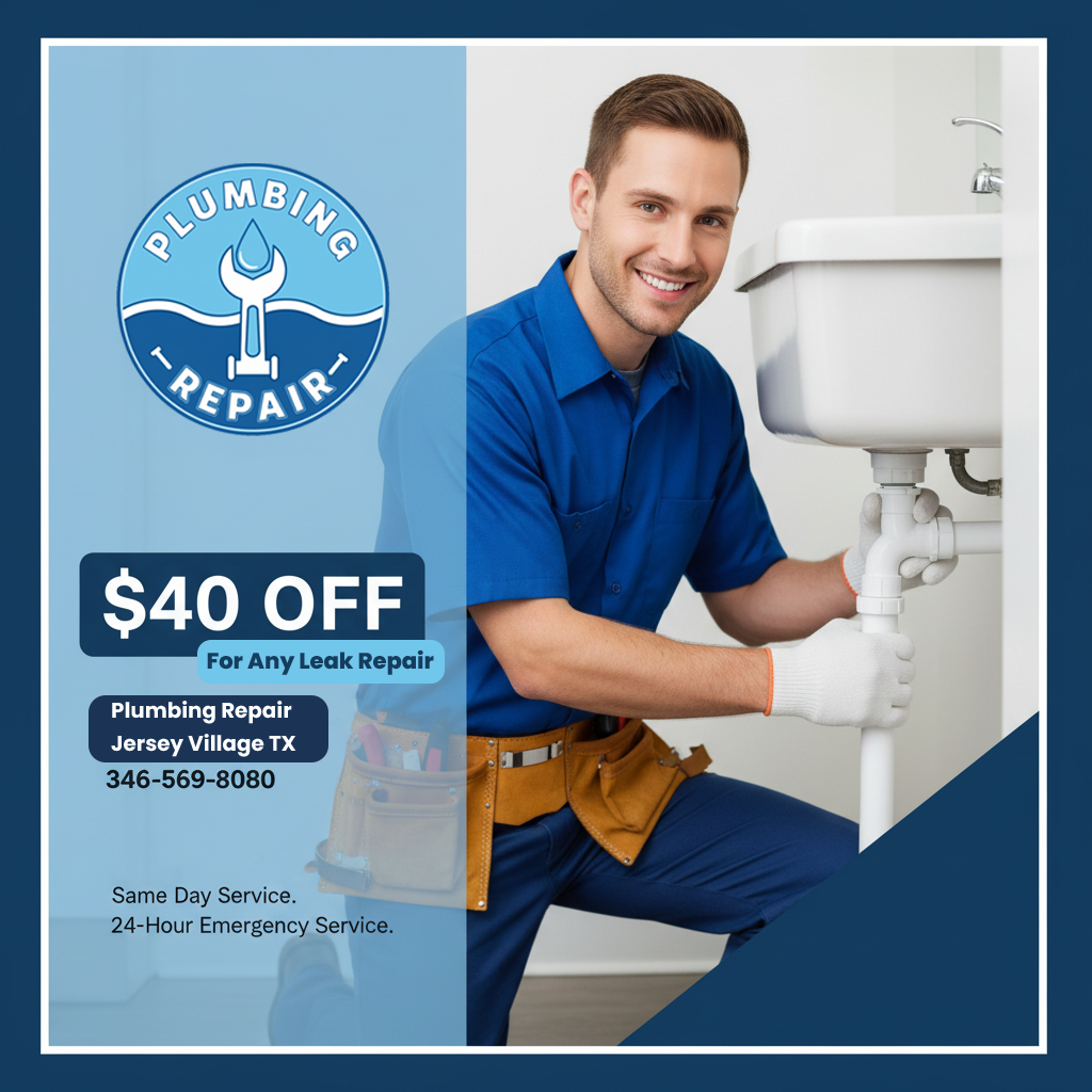Plumbing repair coupon Jersey Village TX - discount plumber Jersey Village